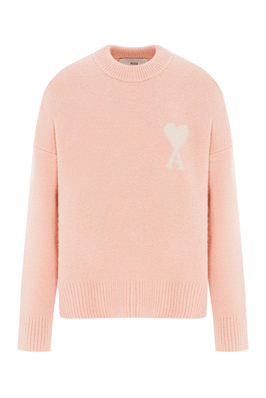 Ami джемпер пудрового кольору з круглим вирізом із альпаки 191946 - фото 1