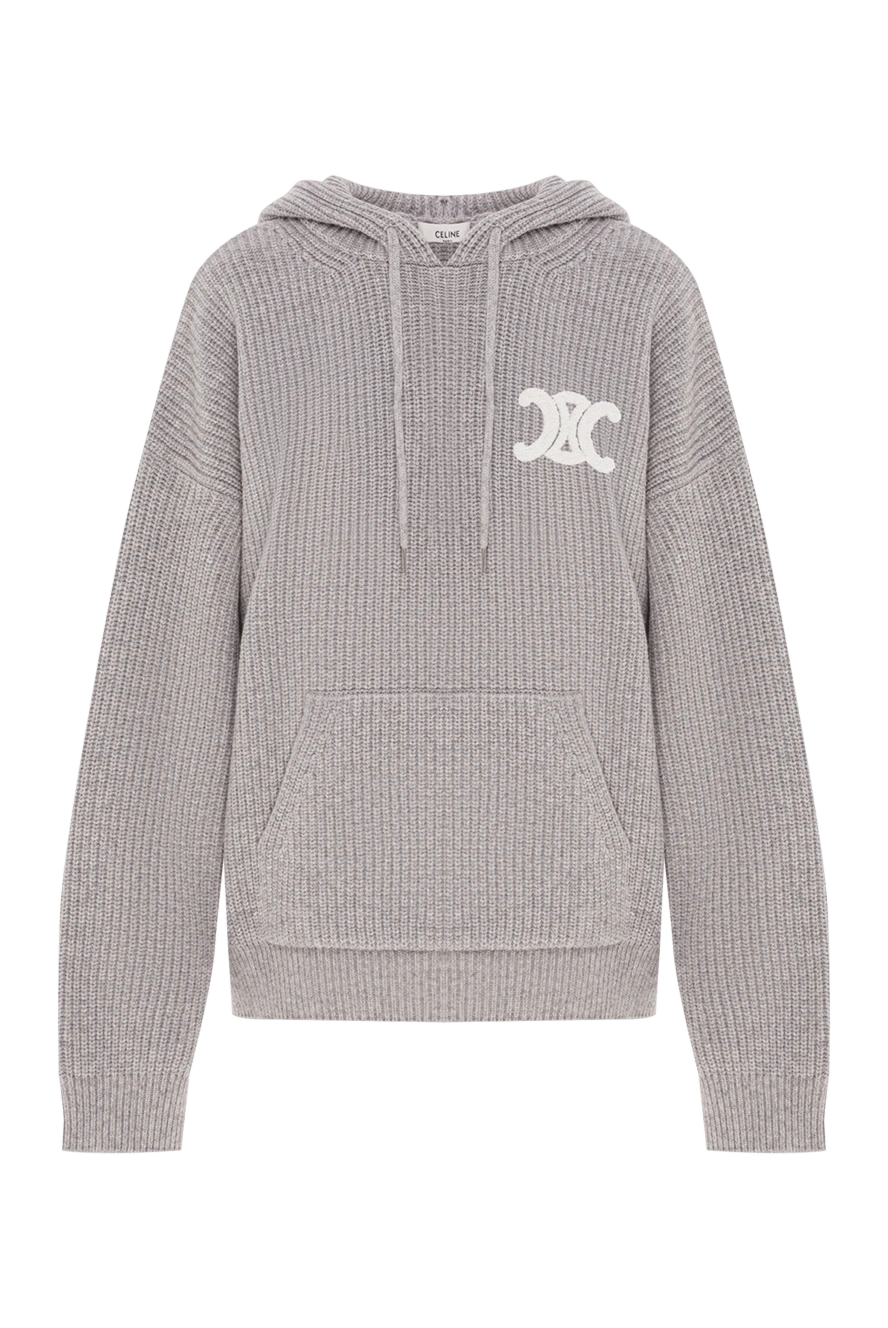Celine triomphe hooded sweater in gray wool with logo 191954 - photo 1