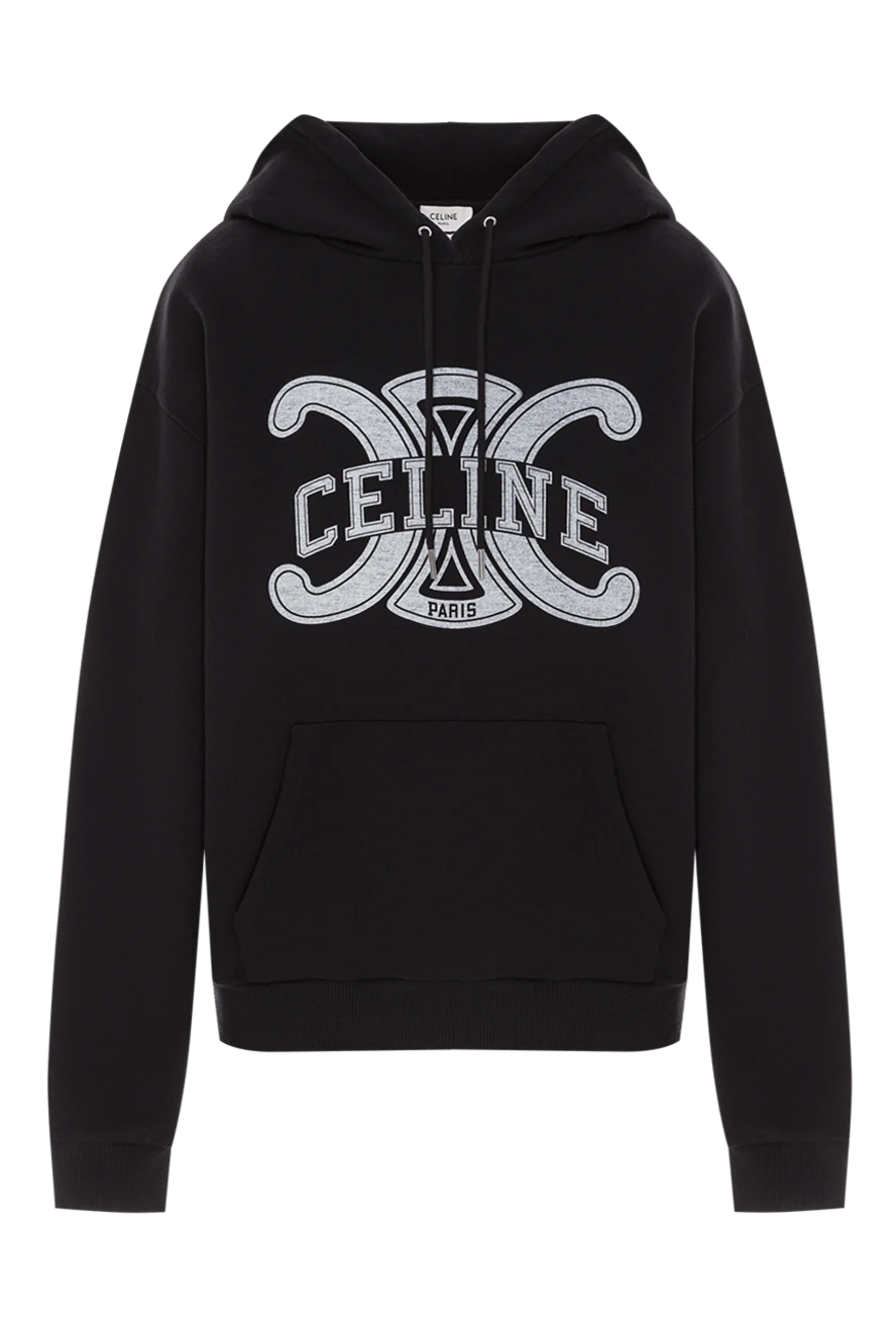 Celine black loose hoodie in cotton fleece with logo 191955 - photo 1