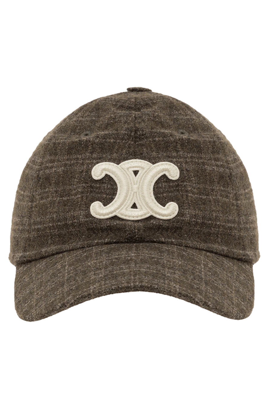 Celine бейсболка triomphe из клетчатого шерстяного фетра зеленая 191960 - фото 1