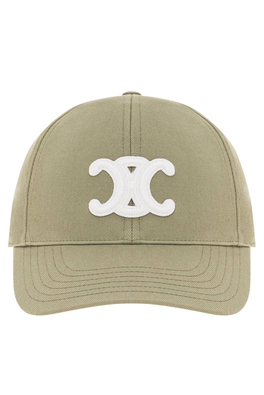 Celine бейсболка triomphe из хлопкового габардина зеленая 191961 - фото 1