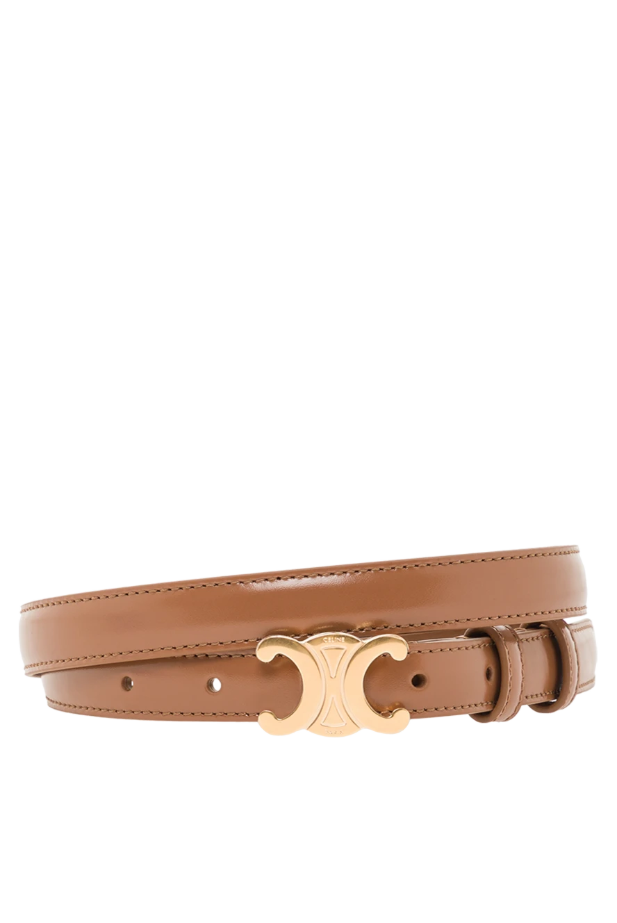 Celine вузький ремінь triomphe 18 мм із коричневої шкіри taurillon 191967 - фото 1