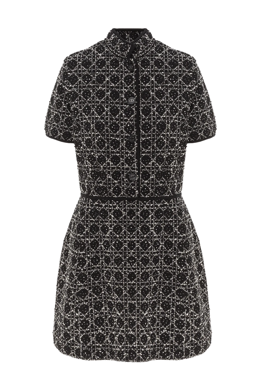 Dior коротка сукня з чорно-білого трикотажу з візерунком macrocannage 192015 - фото 1