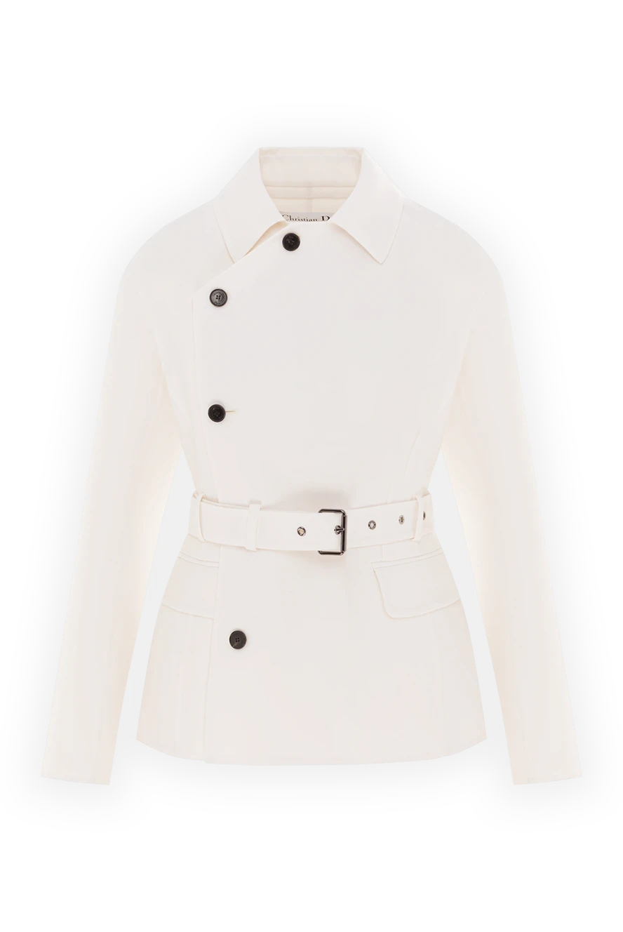Dior куртка с поясом цвета экрю из габардина натуральная шерсть и шелк 192024 - фото 1