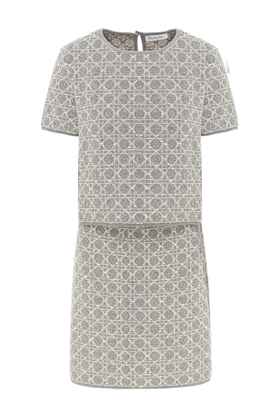 Dior сірий трикотажний костюм зі спідницею з візерунком macrocannage 192026 - фото 1