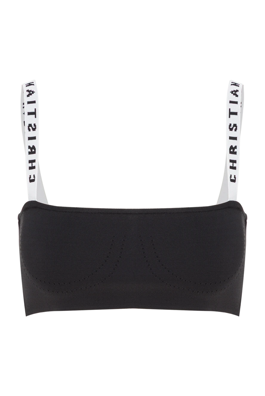 Dior черный бралетт из эластичной вискозы с контрастным фирменным знаком 192032 - фото 1