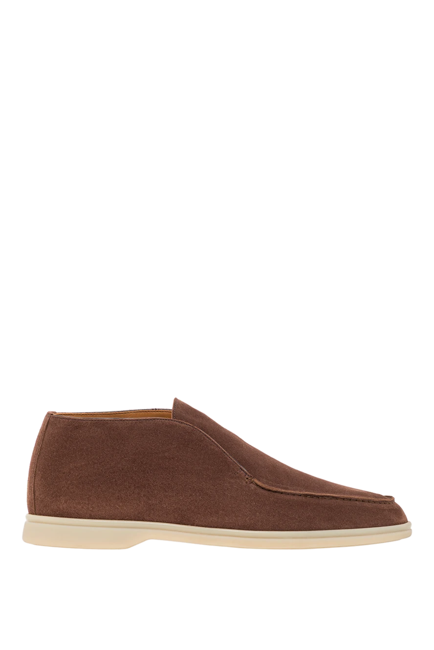 Cesare di Napoli лоферы кожаные navy с зернистой фактурой и светлой подошвой 192040 - фото 1