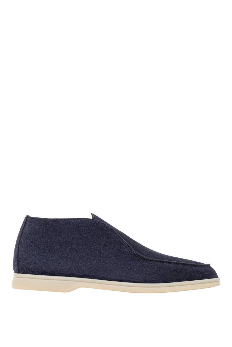 Cesare di Napoli лофери високі з м'якої синьої замші на контрастній підошві. 192042 - фото 1