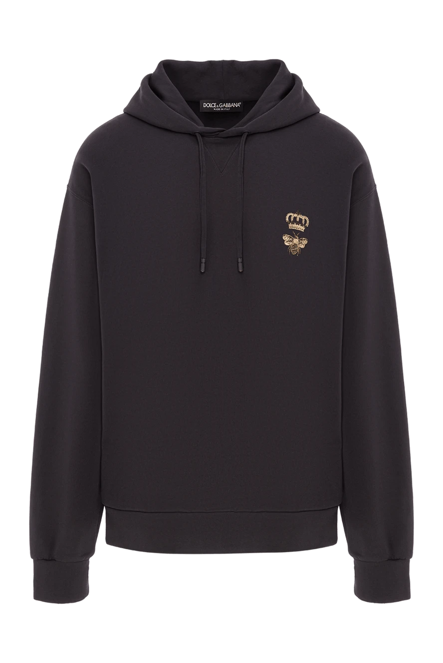 Dolce & Gabbana чорне худі з бавовняного джерсі з вишивкою 192061 - фото 1