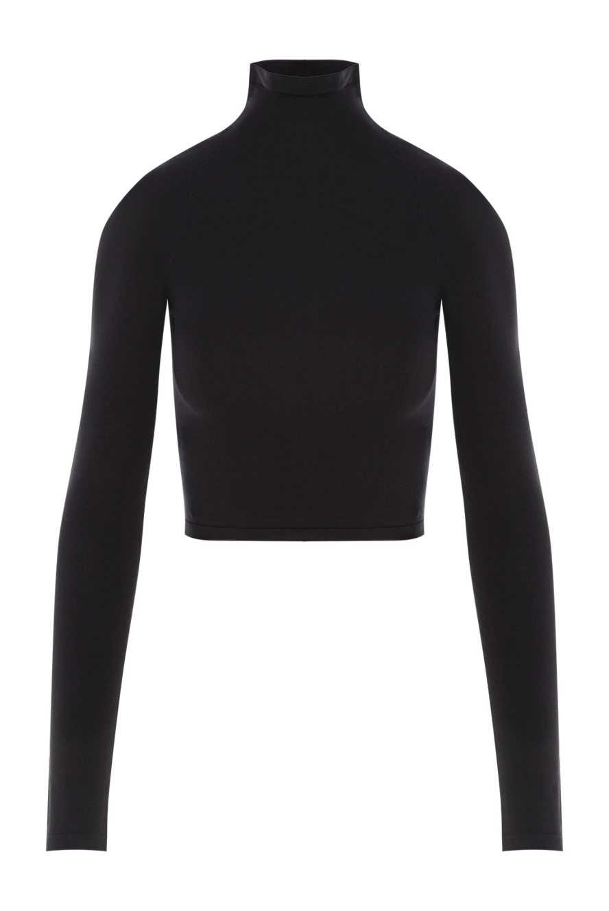 Alaia black crop top with long sleeves and smooth texture 192072 - photo 1