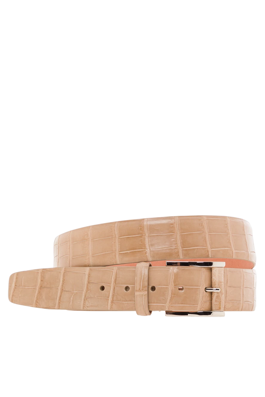 Cesare di Napoli чоловічий ремінь зі шкіри алігатора бежевого кольору. 192150 - фото 1