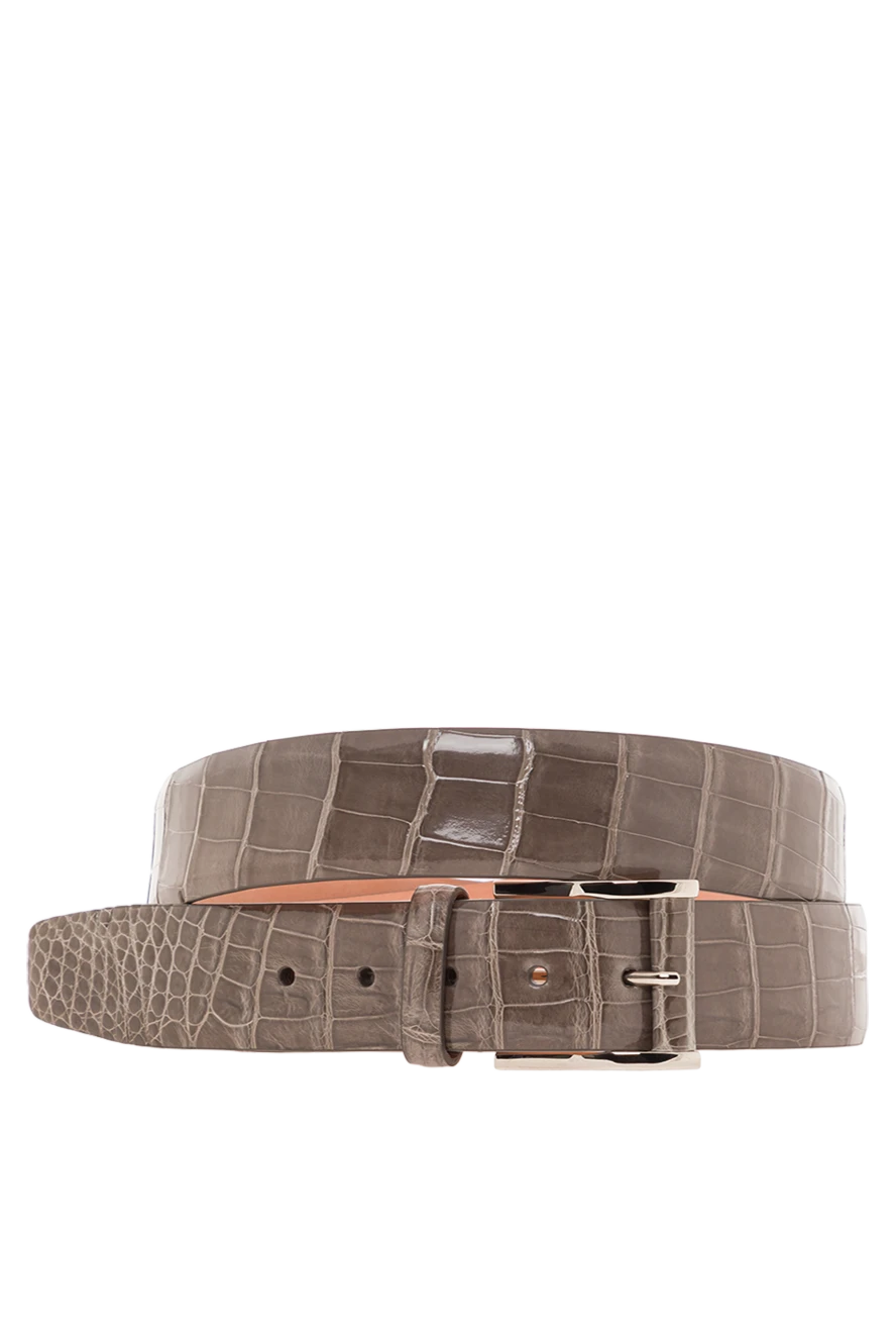 Cesare di Napoli чоловічий ремінь зі шкіри алігатора сірого кольору 192151 - фото 1