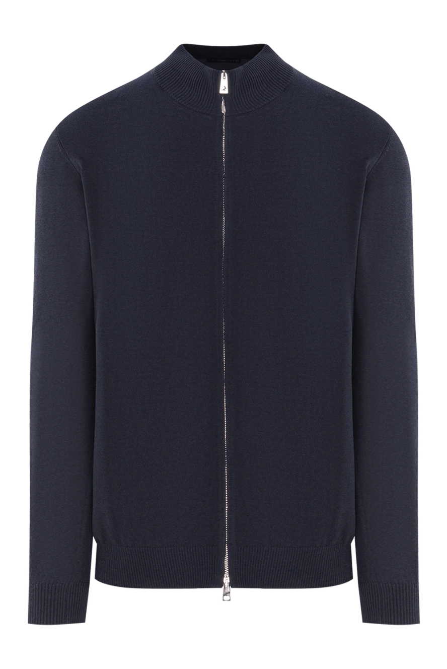 Tombolini men's blue cotton and silk zip-up cardigan 192234 - photo 1