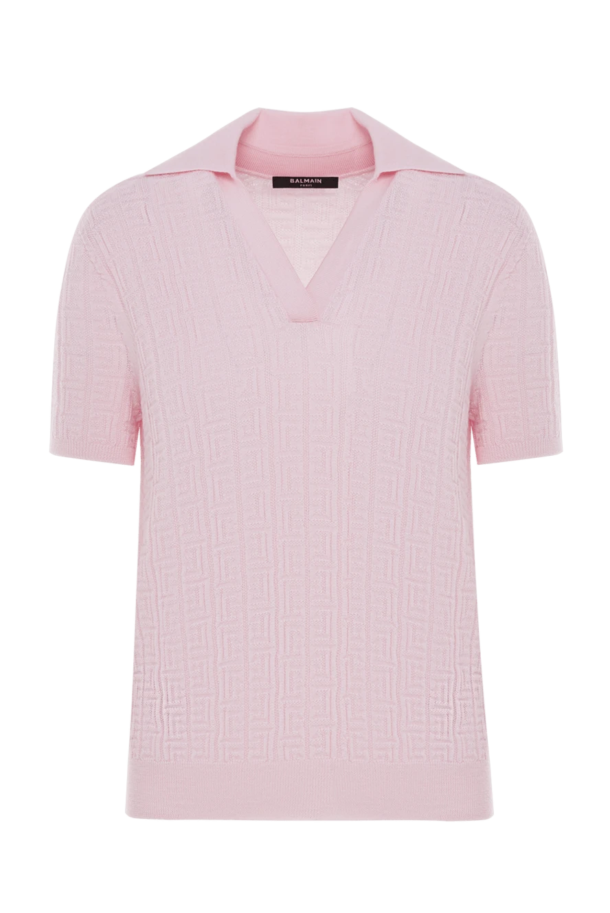 Balmain вязаная рубашка-поло розового цвета с монограммой 192273 - фото 1