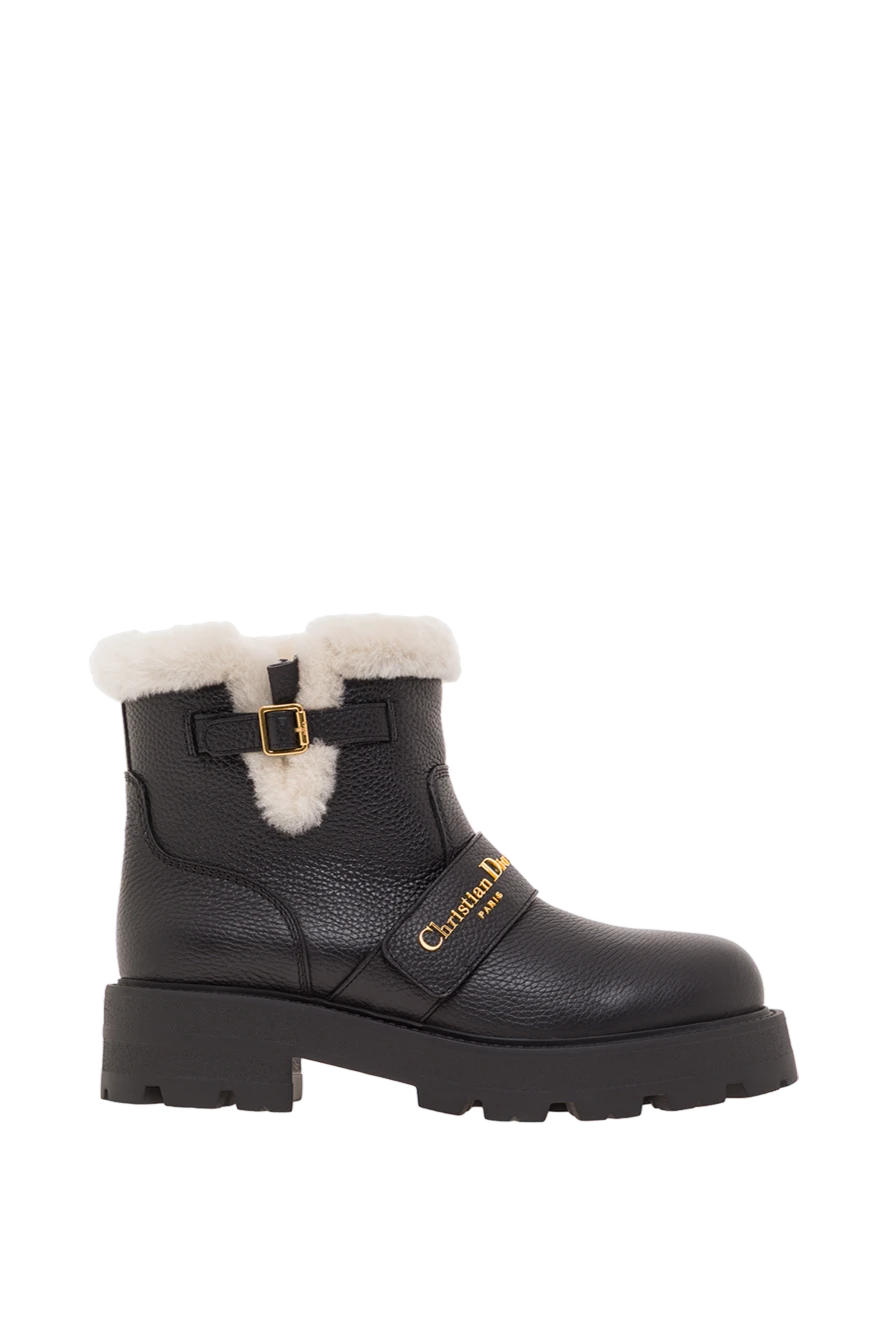 Dior d-quest black calfskin ankle boots with fur trim 192295 - photo 1