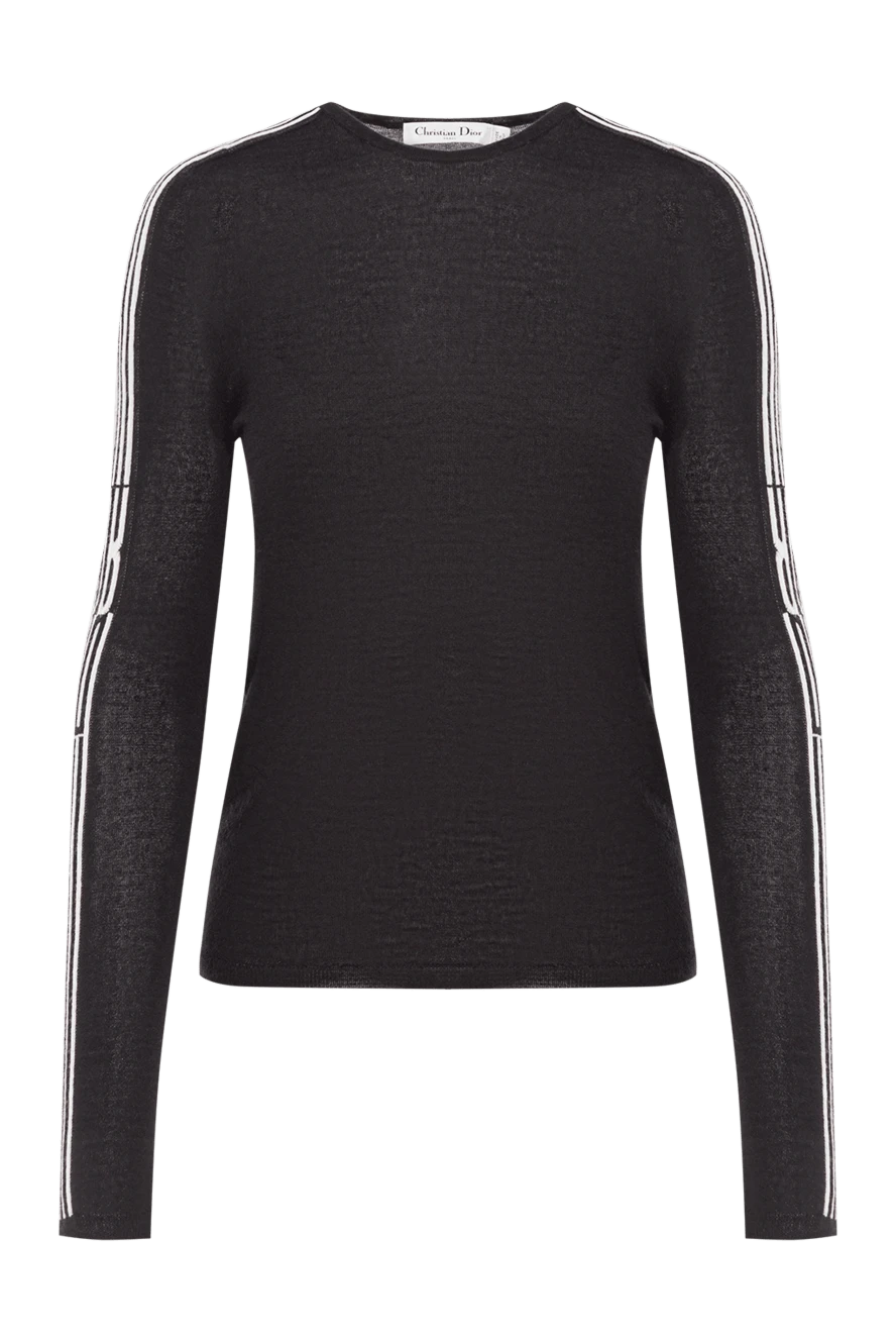 Dior чорний джемпер з довгими рукавами з кашеміру та шовку 192299 - фото 1