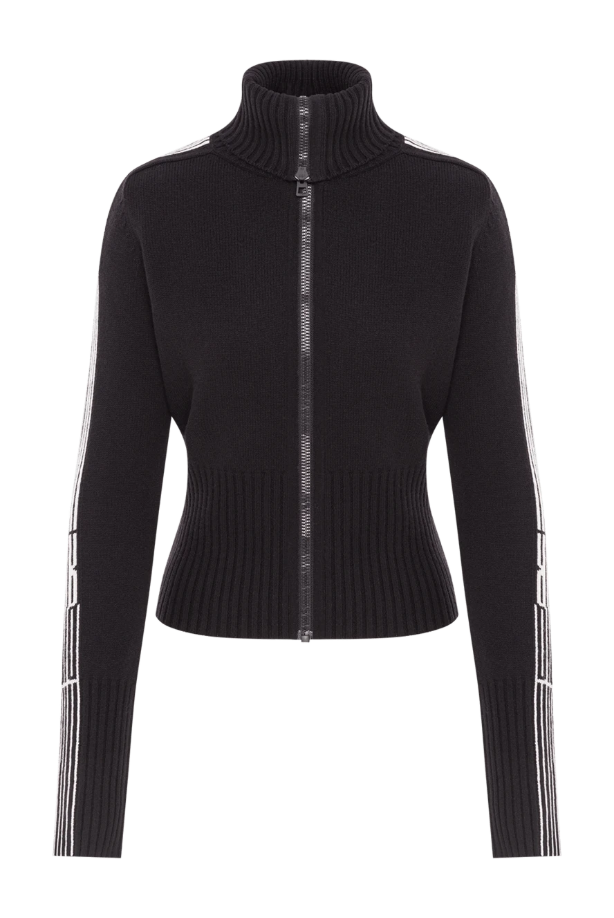 Dior короткий кардиган из черной виргинской шерсти и кашемира с жаккардовыми полосами 192300 - фото 1