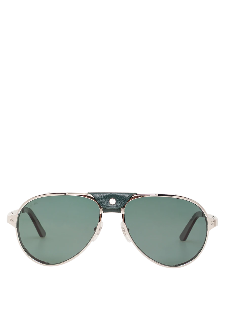 Cartier солнцезащитные очки-авиаторы santos с серебристой оправой и зелеными линзами 192311 - фото 1