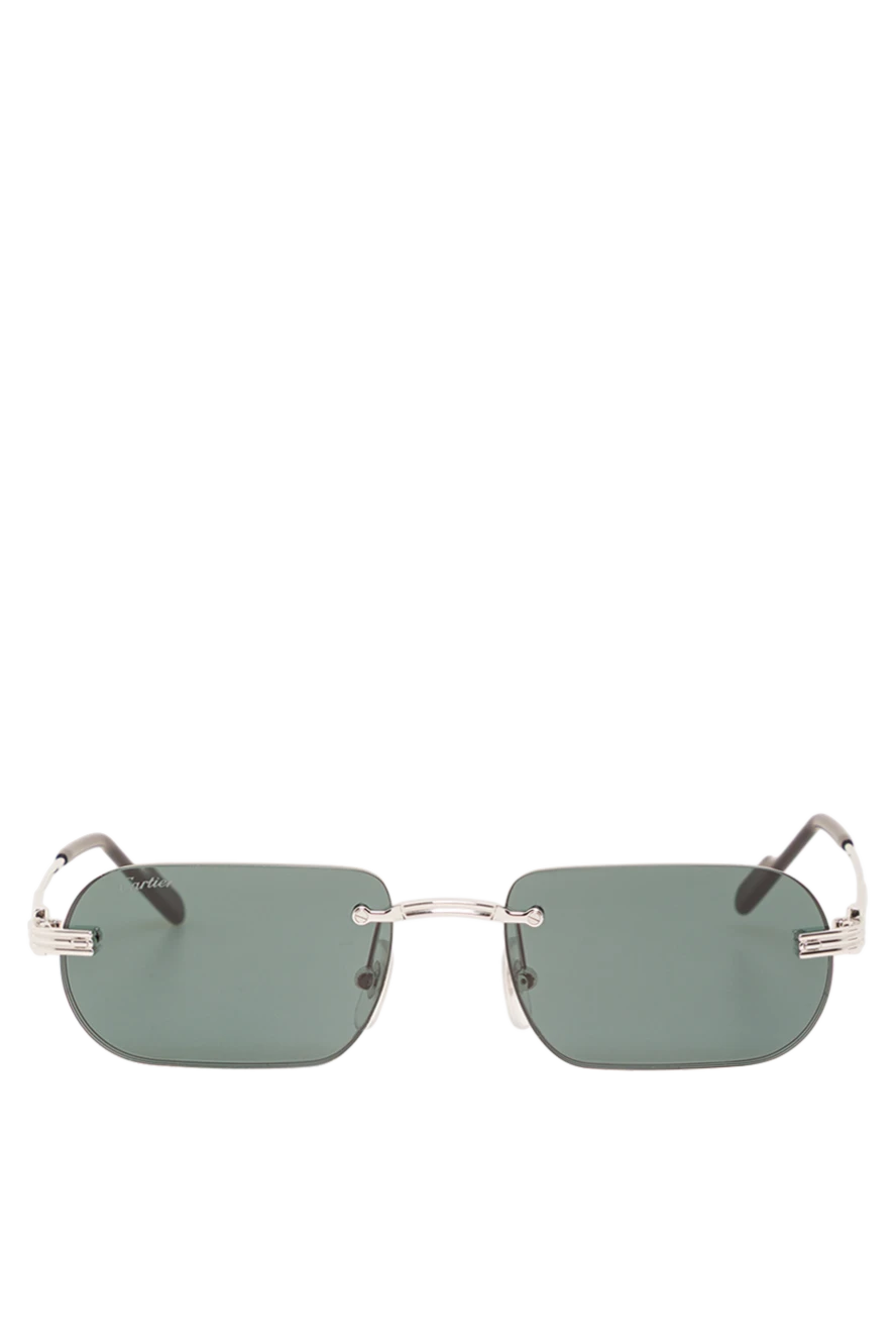 Cartier солнцезащитные безободковые очки в золотистой оправе с зелеными стеклами 192316 - фото 1