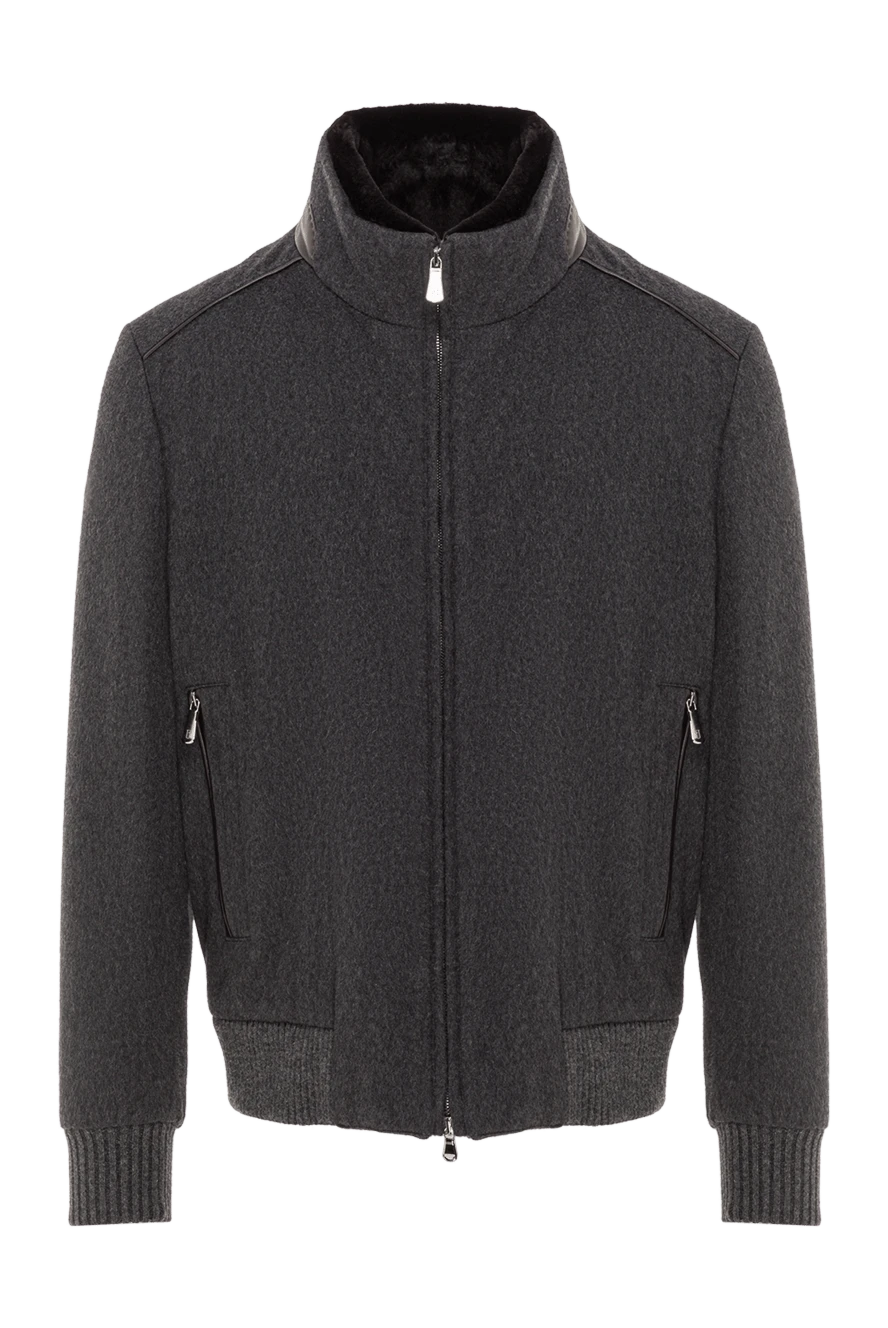 Bilancioni чоловіча куртка-бомбер із кашеміру з коміром із овчини. 192364 - фото 1