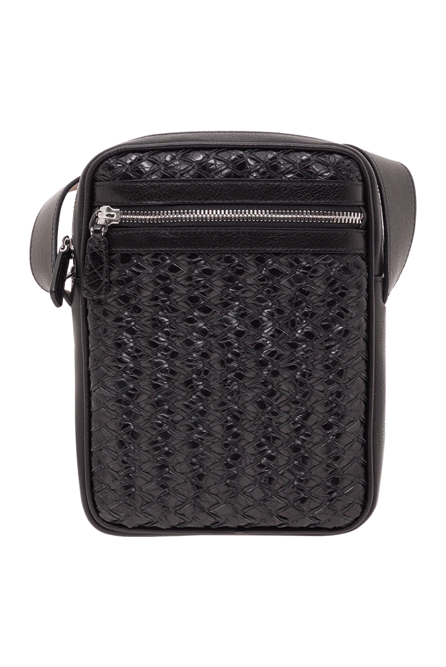 Tardini мужская сумка-мессенджер через плече из черной плетеной кожи 192375 - фото 1