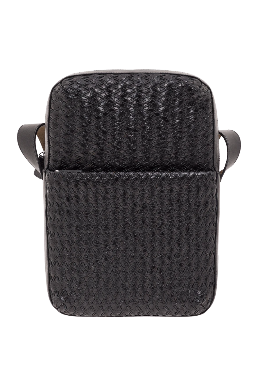 Tardini чоловіча сумка через плече із плетеної шкіри чорного кольору 192381 - фото 1