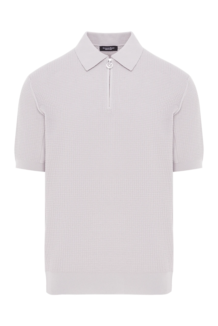 Stefano Ricci men's gray ribbed polo shirt with zip fastening 192393 - photo 1