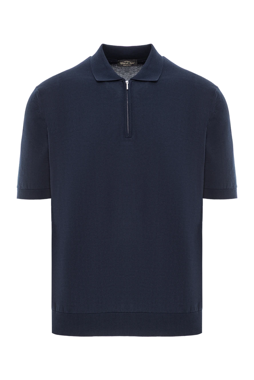 Cesare di Napoli dark blue cotton polo shirt with collar and zip fastening 192467 - photo 1