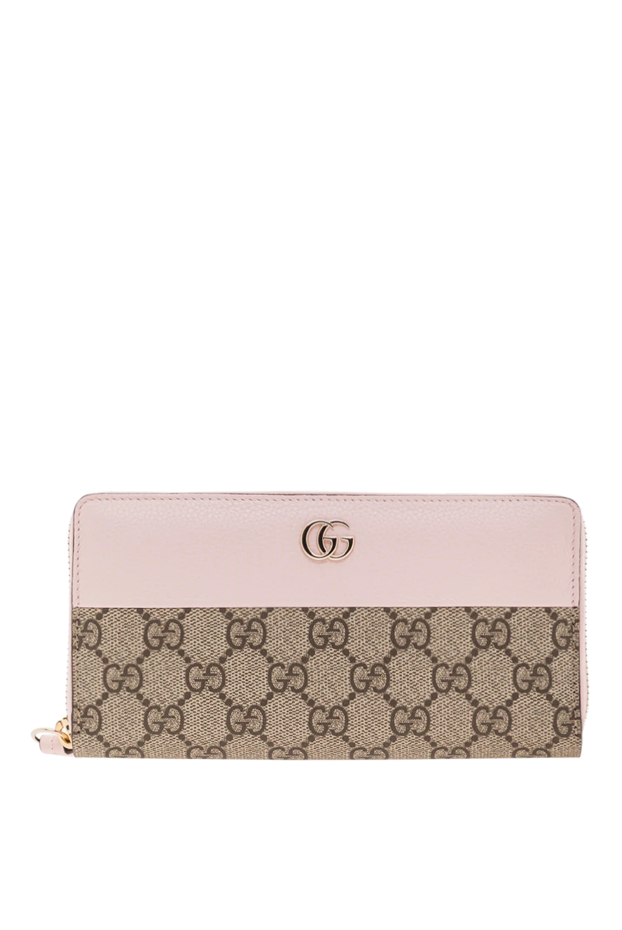 Gucci two-tone pink leather and gg supreme canvas zip-up wallet 192540 - photo 1