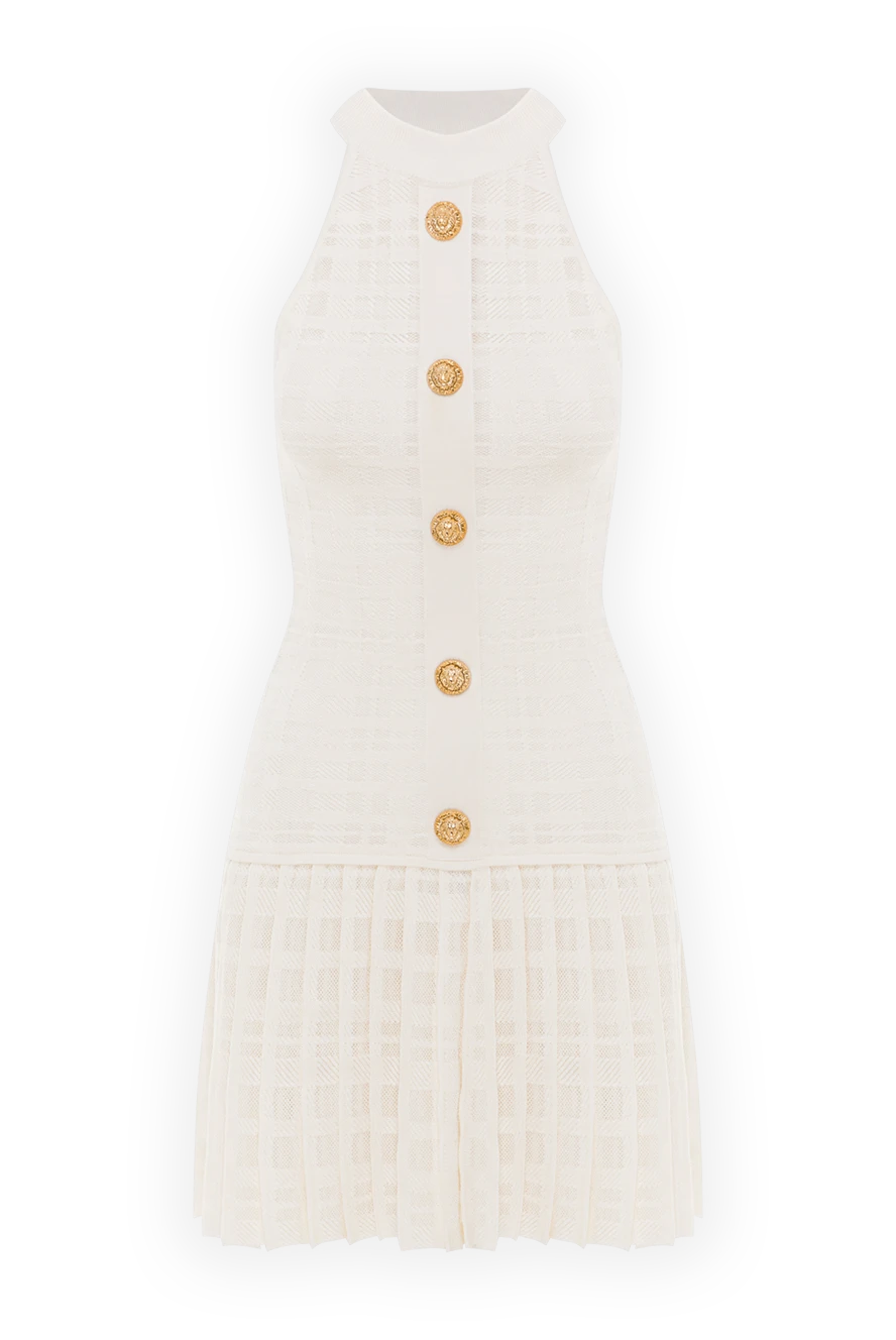 Balmain клітчаста міні-сукня з коміром-халтером і декоративними гудзиками 192548 - фото 1