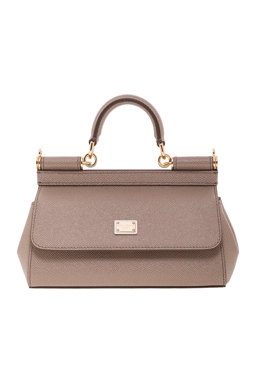 Dolce & Gabbana мини-сумка sicily серая из телячьей кожи dauphine 192552 - фото 1