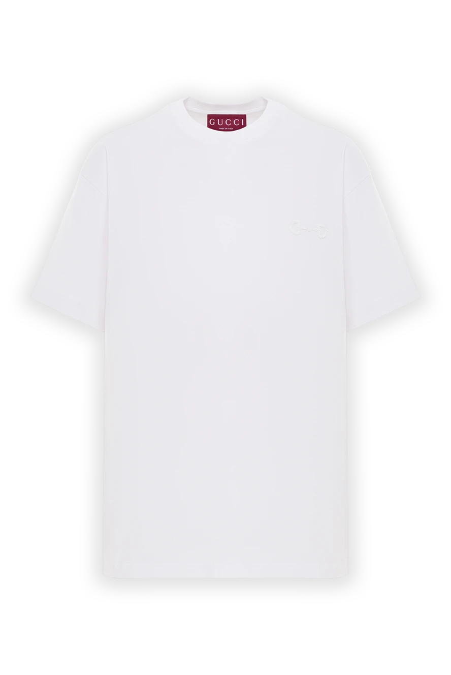 Gucci біла футболка з бавовняного трикотажу з вишивкою в тон 192555 - фото 1