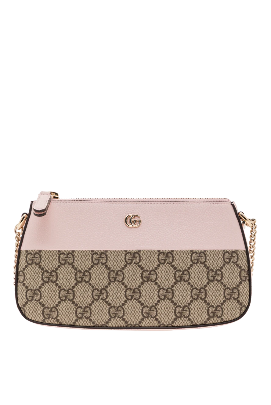 Gucci двухцветная мини-сумочка из розовой кожи с бежевыми элементами 192558 - фото 1