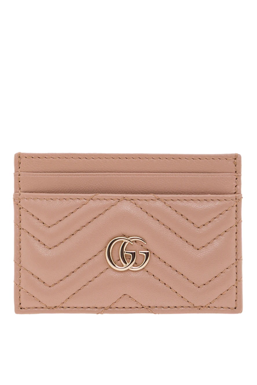Gucci картхолдер gg marmont у кольорі рожевий беж 192561 - фото 1