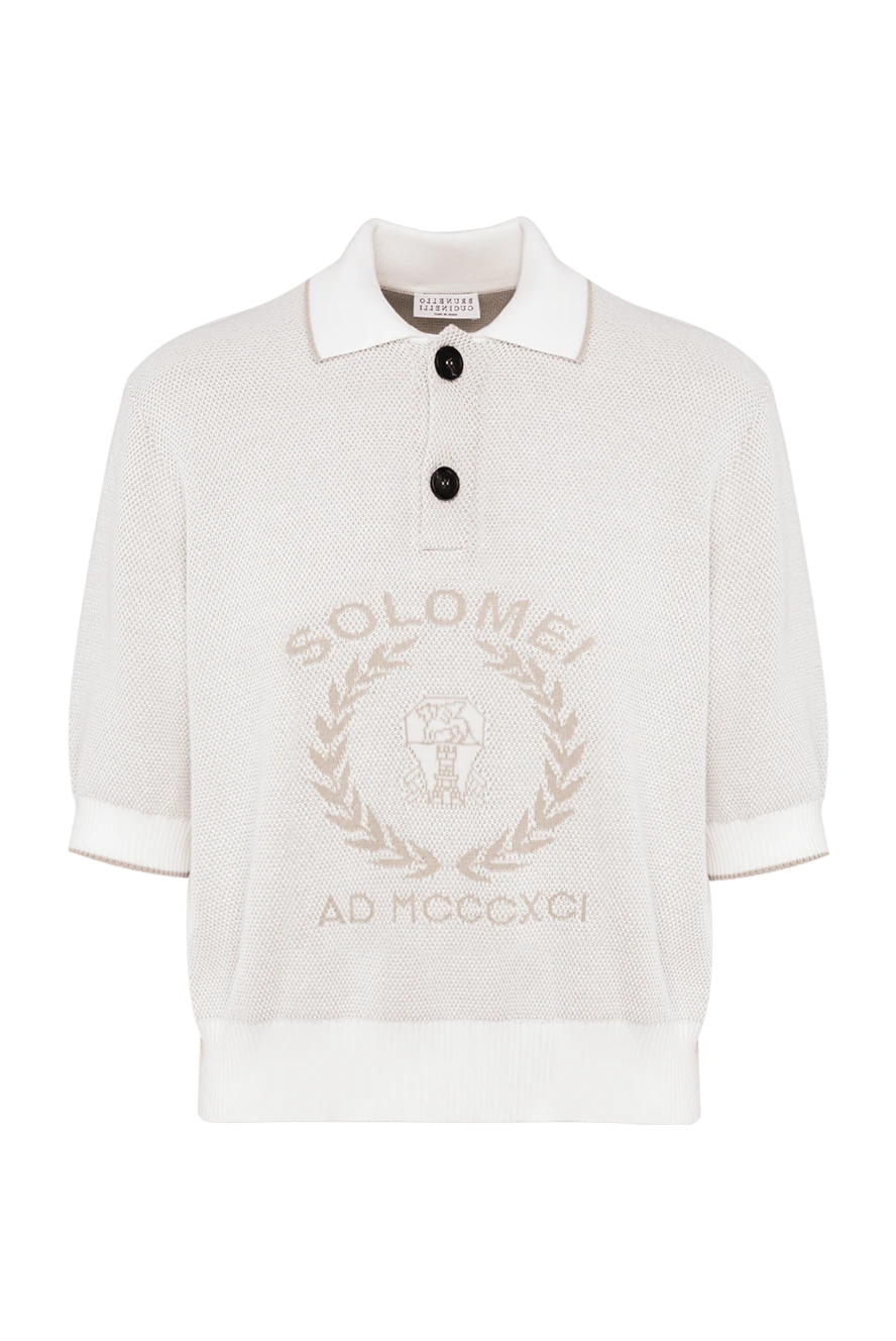 Brunello Cucinelli жіноче трикотажне поло з гербом бежевого кольору. 192581 - фото 1