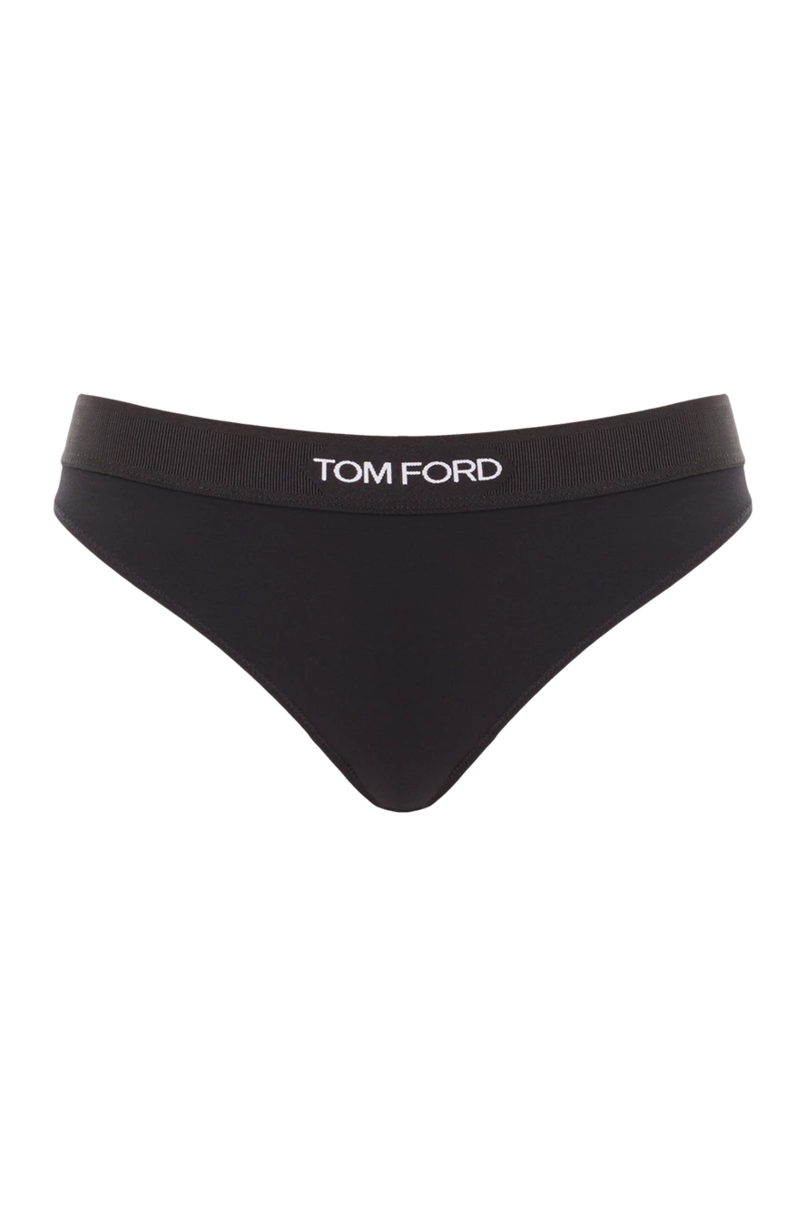 Tom Ford черные трусики-стринги из мягкого трикотажа с жаккардовым поясом 192597 - фото 1