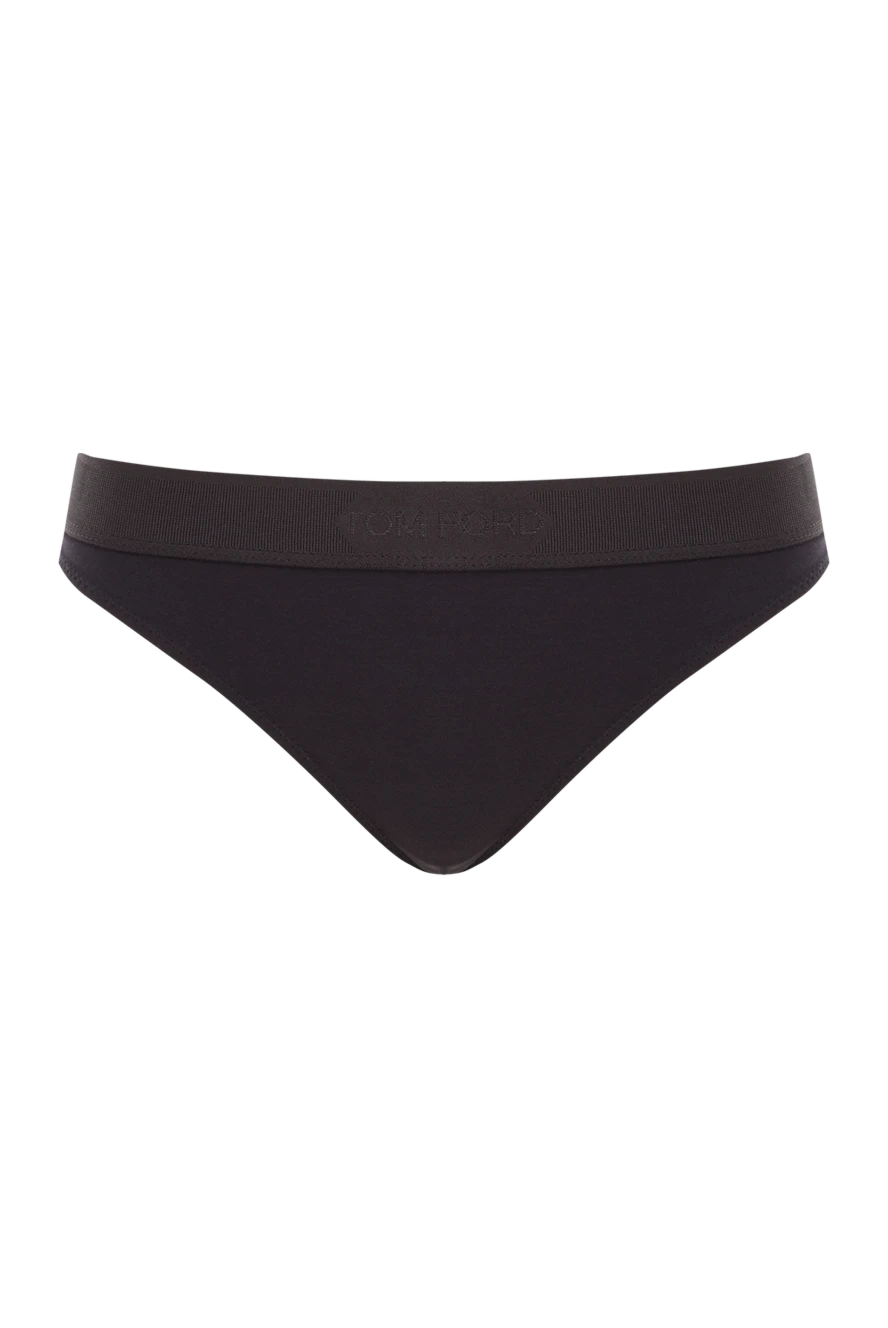 Tom Ford чорні стрінги з еластичного модалу з тональною еластичною стрічкою. 192602 - фото 1