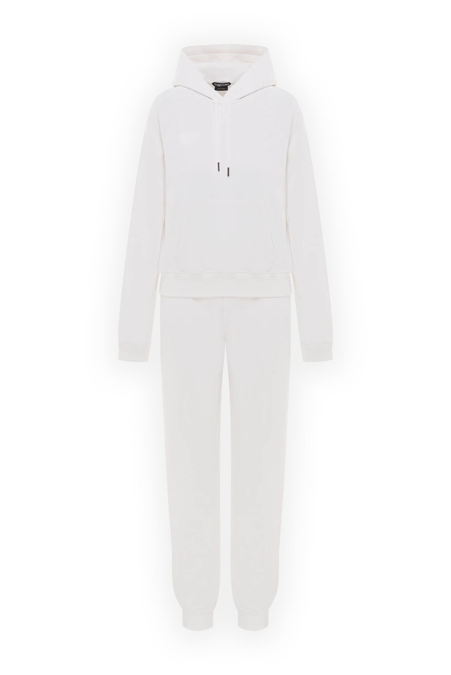 Tom Ford жіночий білий спортивний костюм з капюшоном та кишенею кенгуру. 192614 - фото 1