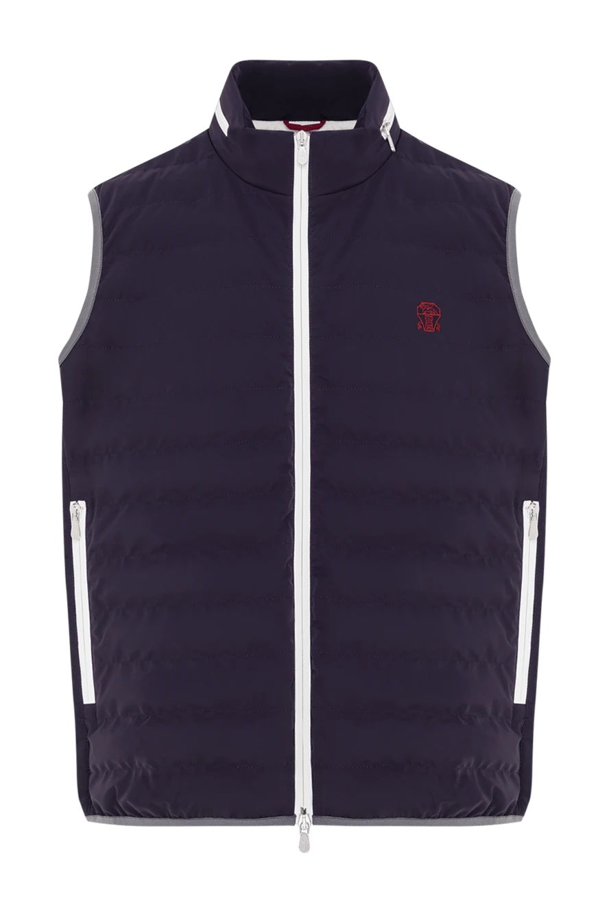 Brunello Cucinelli men's blue quilted down vest with contrasting logo 192647 - photo 1