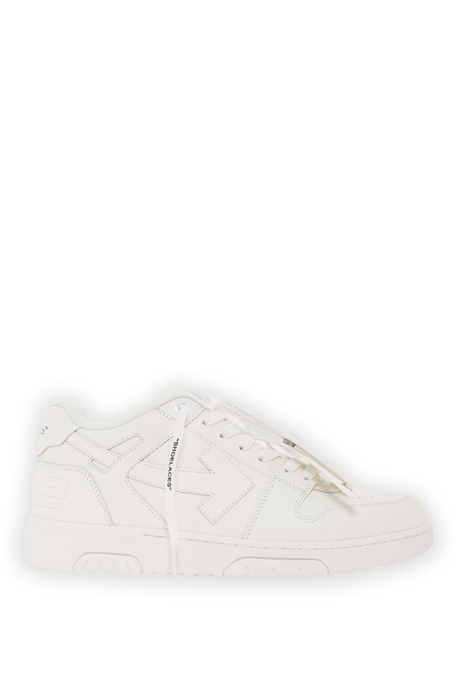 Off-White білі чоловічі кросівки out of office з натуральної шкіри 192649 - фото 1