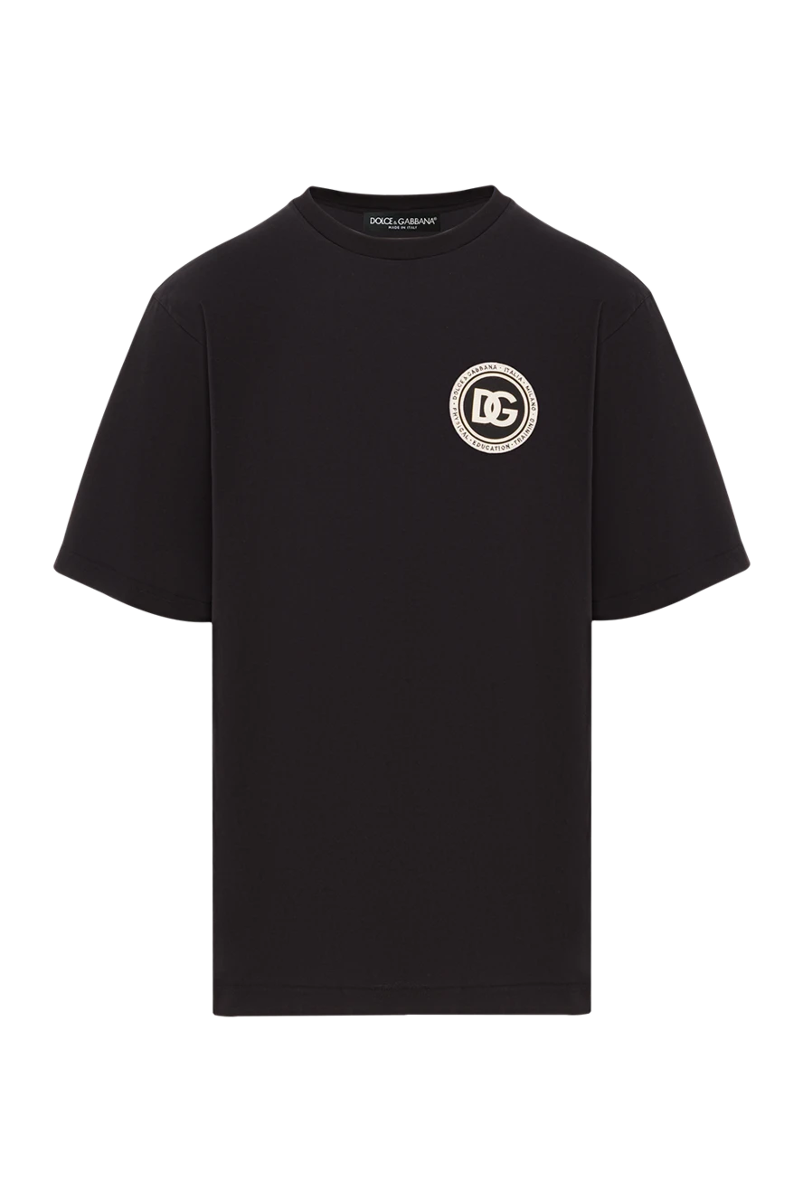 Dolce & Gabbana черная мужская футболка из джерси с аппликацией 192657 - фото 1