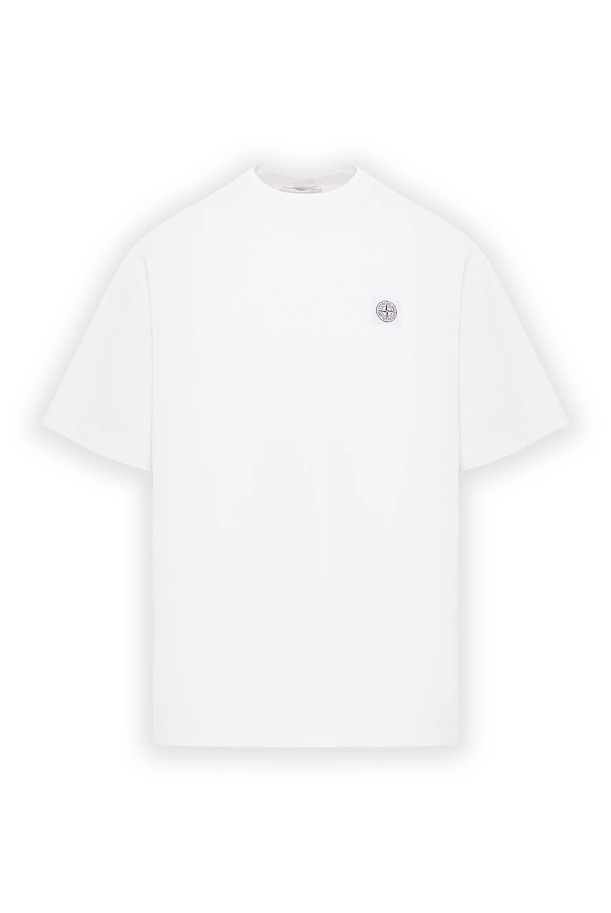 Stone Island футболка білого кольору з чесаної органічної бавовни 192697 - фото 1