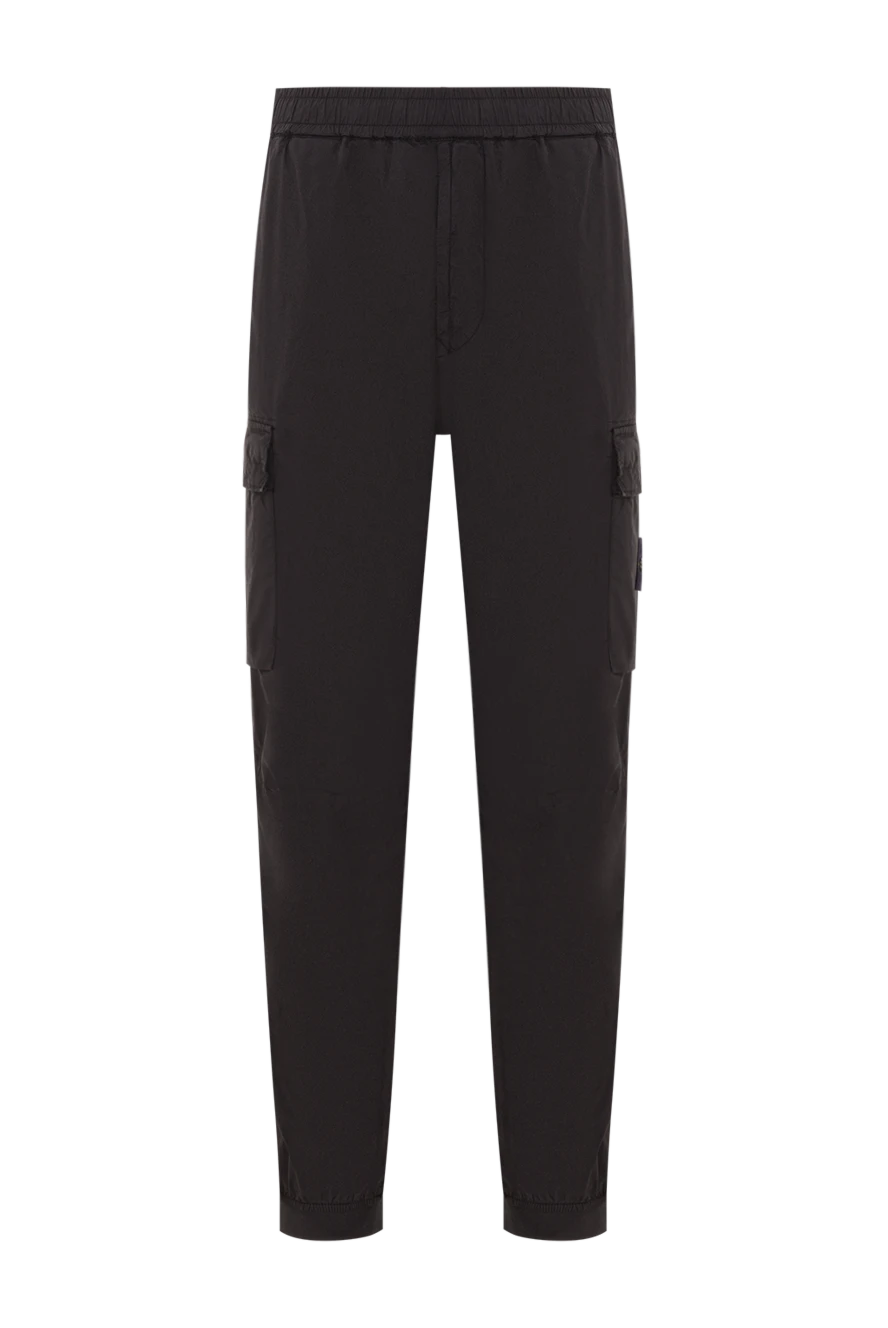 Stone Island чорні штани-карго звуженого крою з поясом на шнурівці 192706 - фото 1