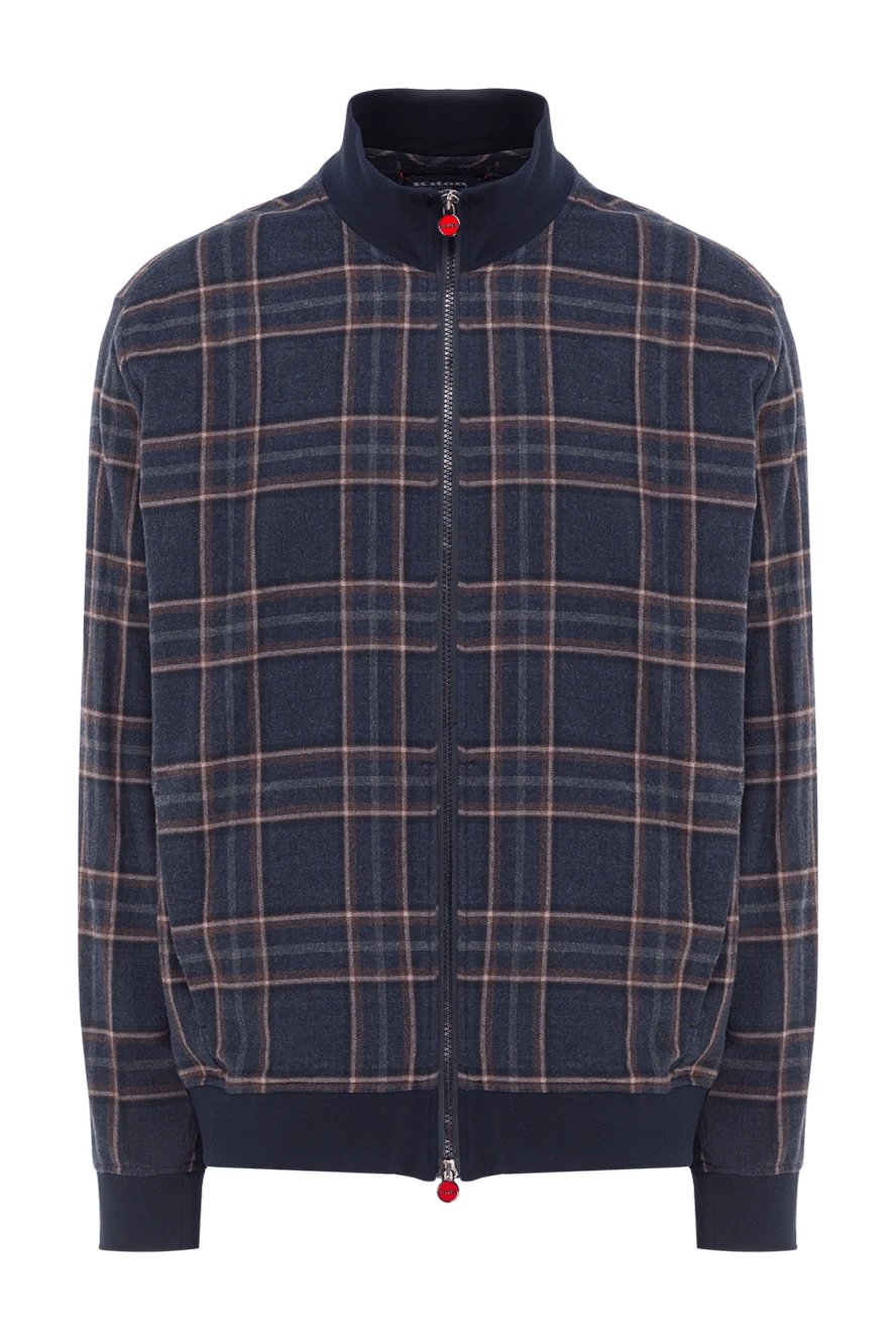 Kiton чоловіча куртка-бомбер у темно-синю клітку з бавовни. 192812 - фото 1