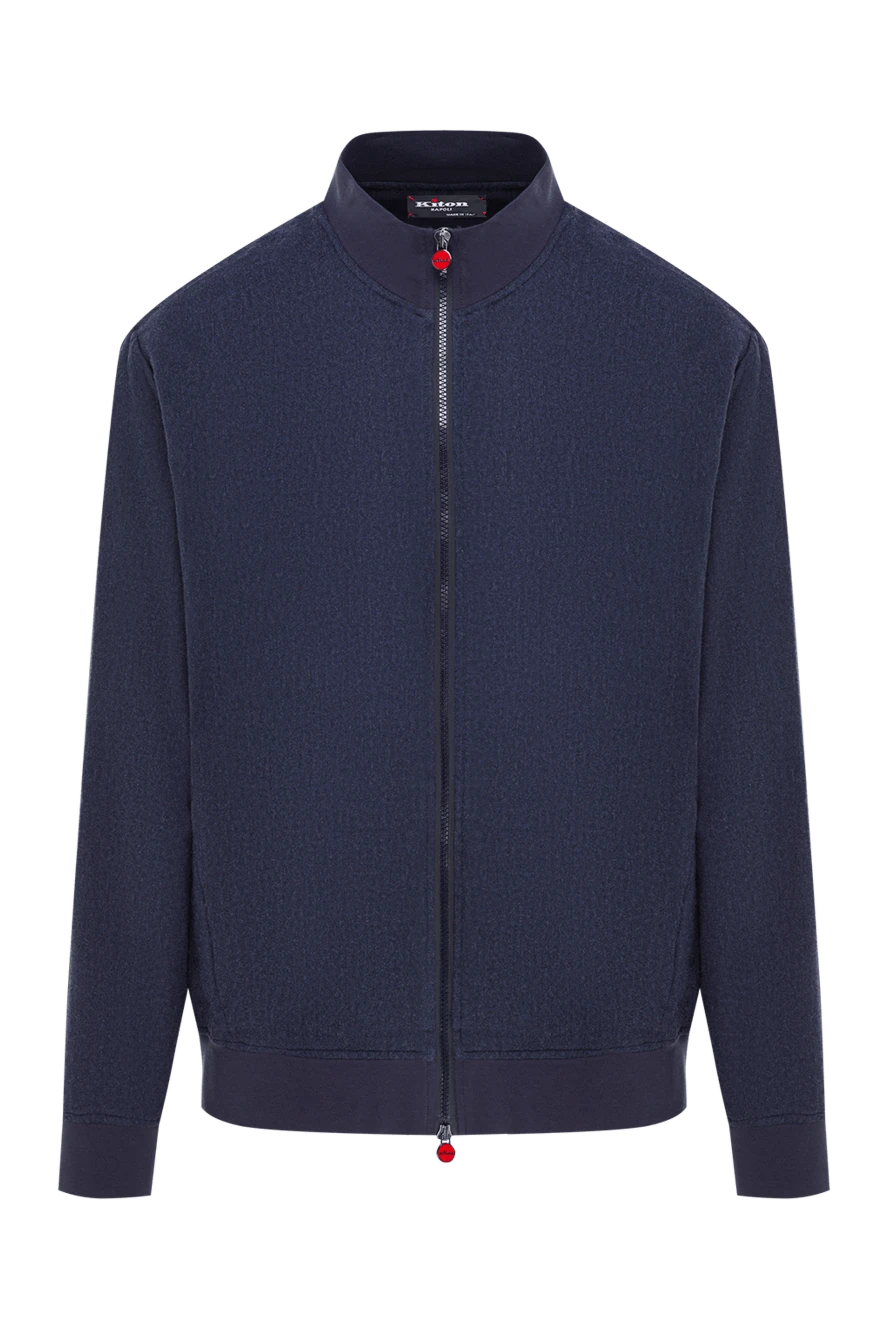 Kiton чоловіча куртка у стилі бомбер синя з коміром-стійкою та манжетами 192813 - фото 1