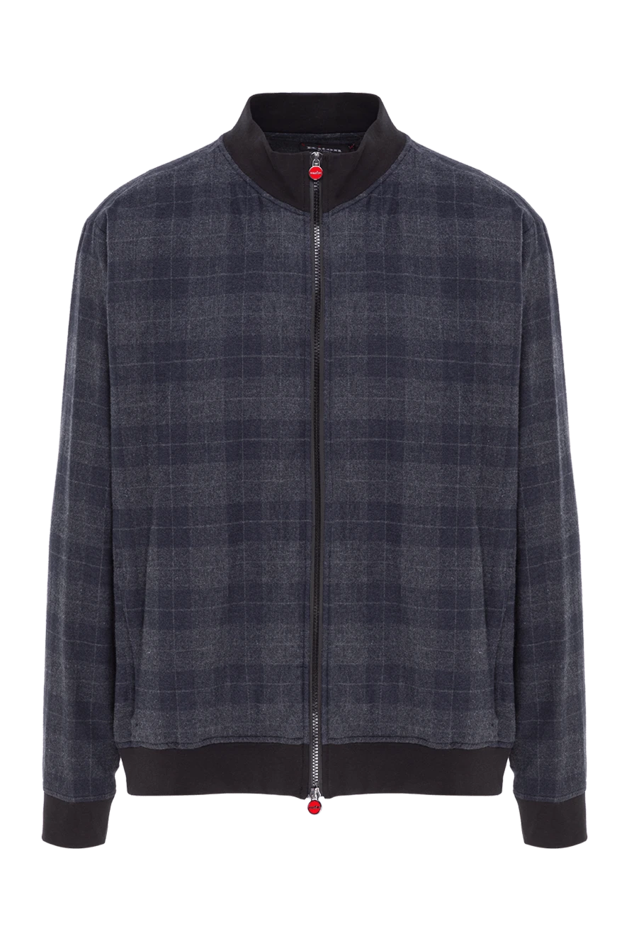 Kiton темно-синяя мужская куртка-бомбер в клетку 192814 - фото 1