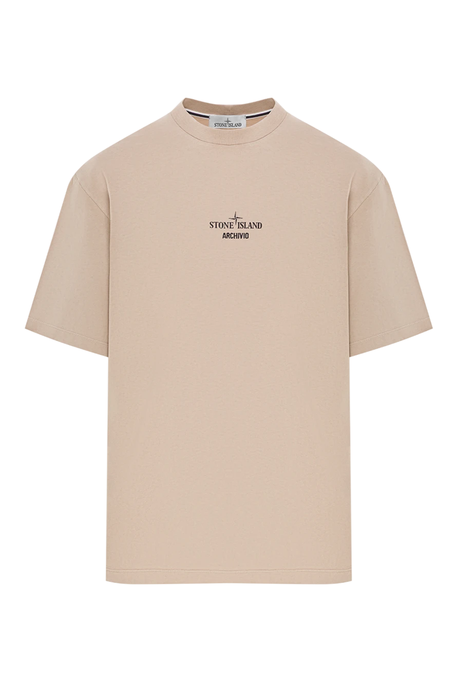 Stone Island бежевая футболка стандартного кроя с принтом archivio 192891 - фото 1