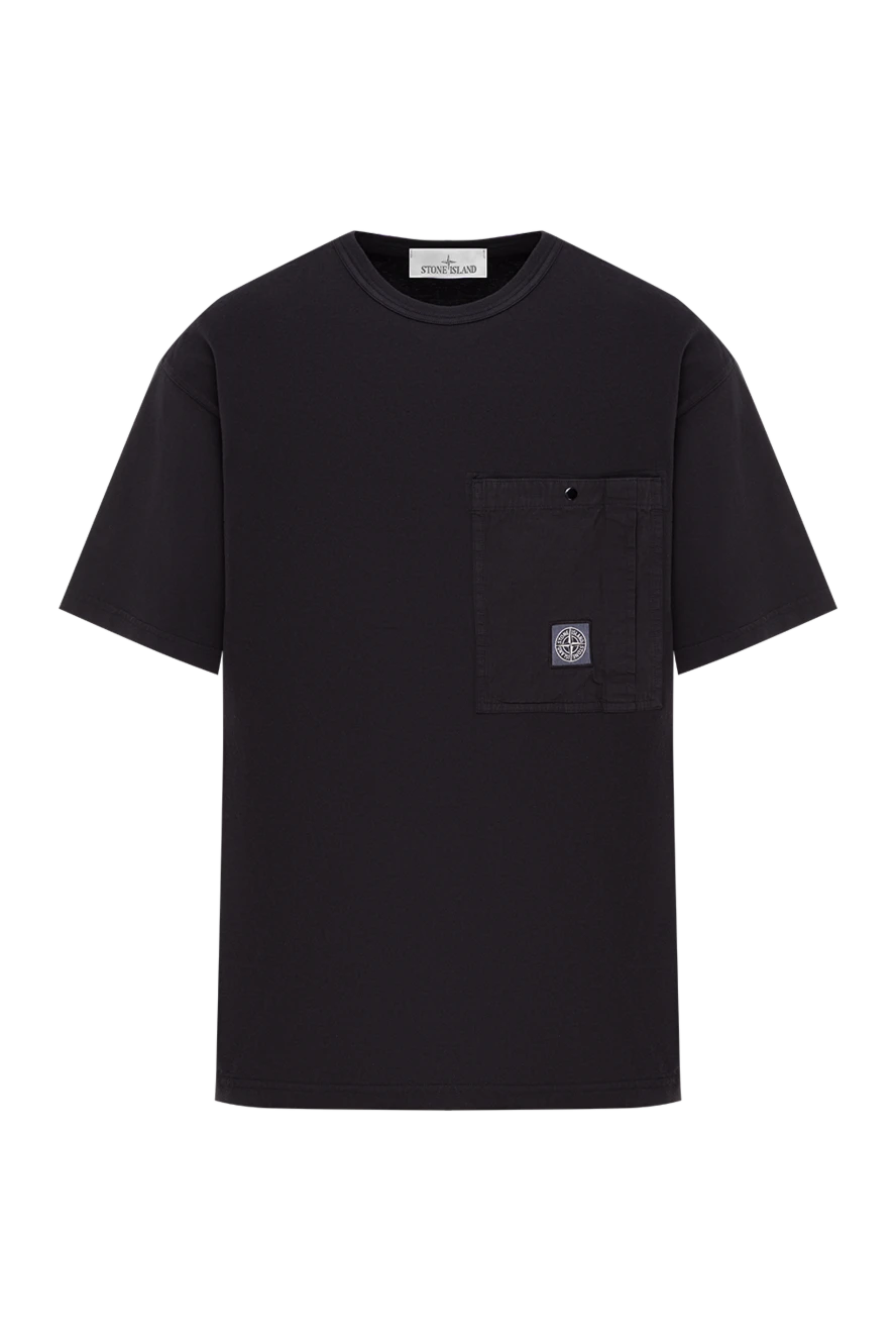 Stone Island футболка чорна стандартного крою з нагрудною кишенею 192893 - фото 1