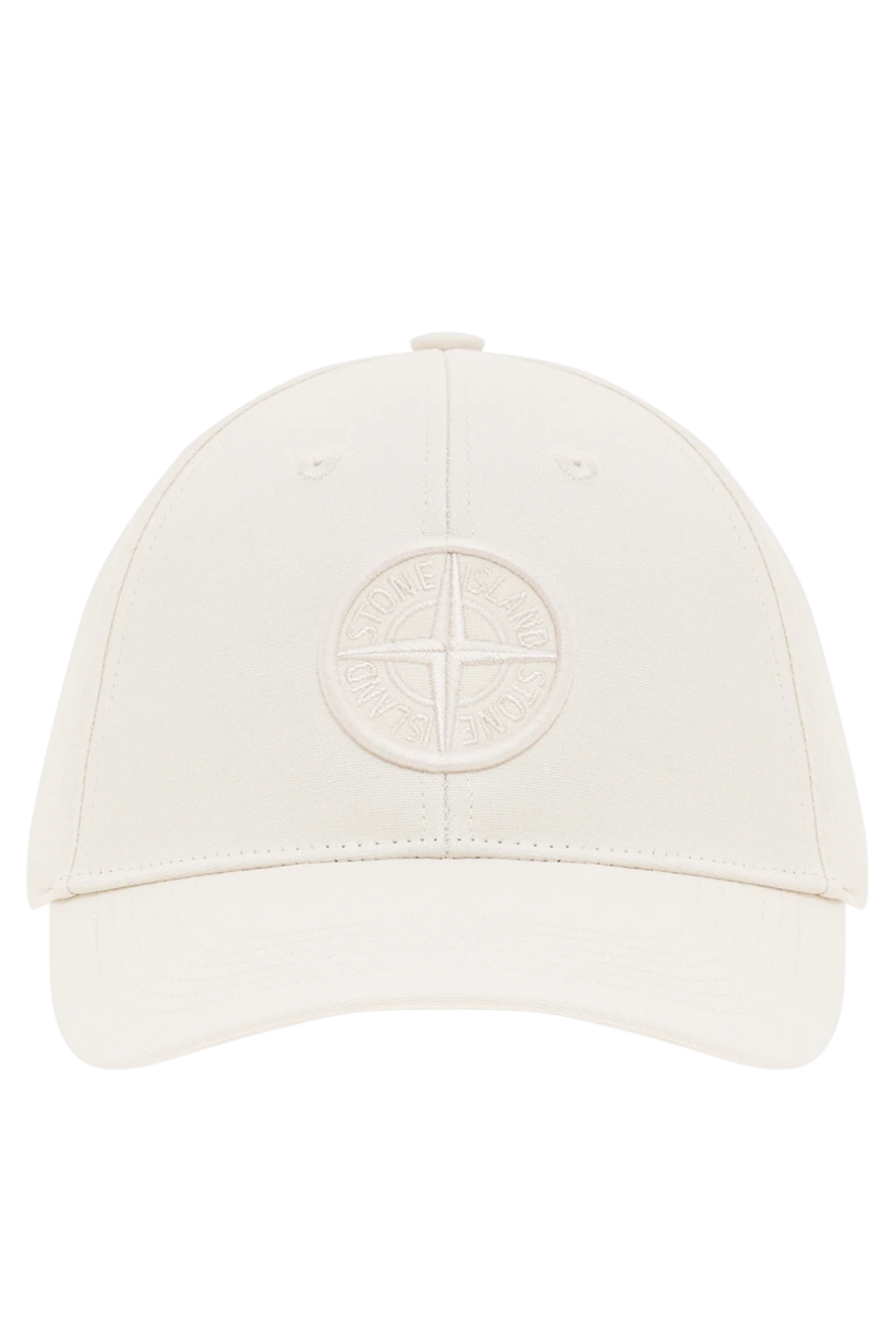 Stone Island white cotton grosgrain baseball cap with raised compass embroidery 192904 - photo 1