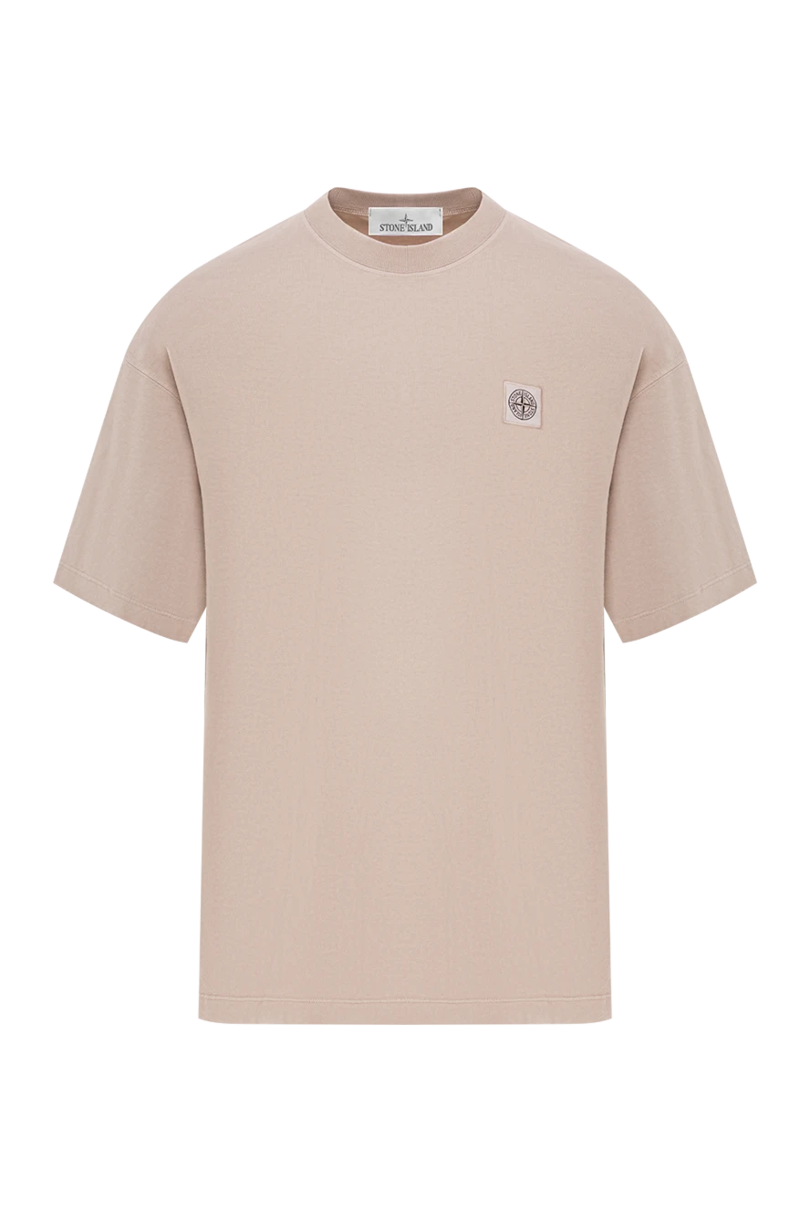 Stone Island бежева футболка стандартного крою з нашивкою compass 192916 - фото 1